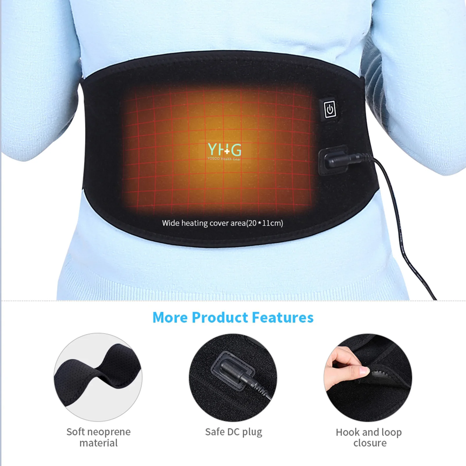 Elektrische Heizung Gürtel Heizung Taille Gürtel YHG USB Lade Elektrische Heizung Heiße Therapie Bauch Taille Unterstützung Gürtel Image