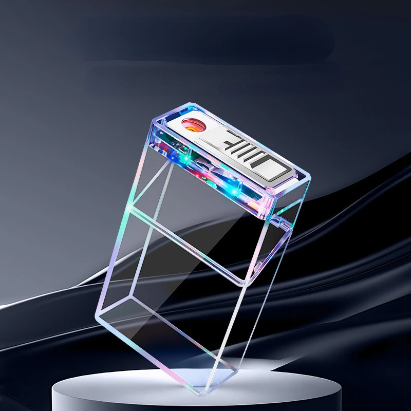 Neues visuelles Blitzlicht mit transparentem Gehäuse, 20er-Pack, wiederaufladbares Feuerzeug, integrierte Zigarettenschachtel, wiederaufladbare Zigarette vom Typ C Image