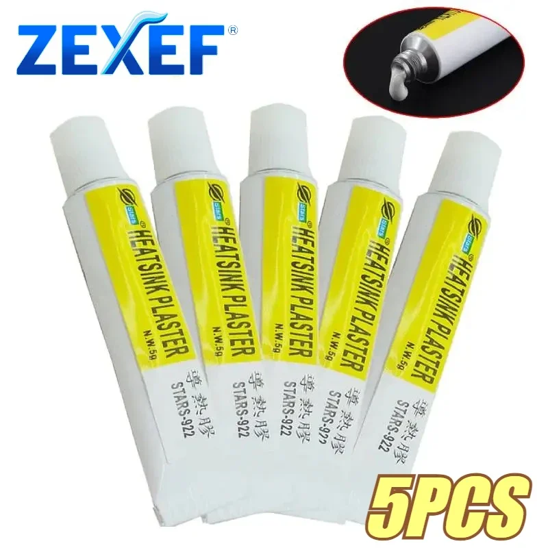 ZEXEF Wärmeleitpaste, schwarzer Silikonkleber, Klebeapplikator, 5 g, Gips, viskos, für VGA, RAM, LED, IC-Pads, Kühlung, leitfähiger Kühler Image