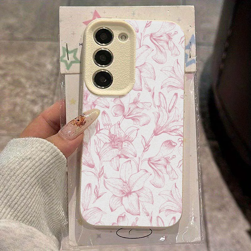 Elegante Rosa Lilien-Litschi-Muster Handyhülle für Samsung Galaxy S26 S25 Ultra S24 FE S23 Plus S22 A16 A56 A25 A54 A55 A53 Cover
