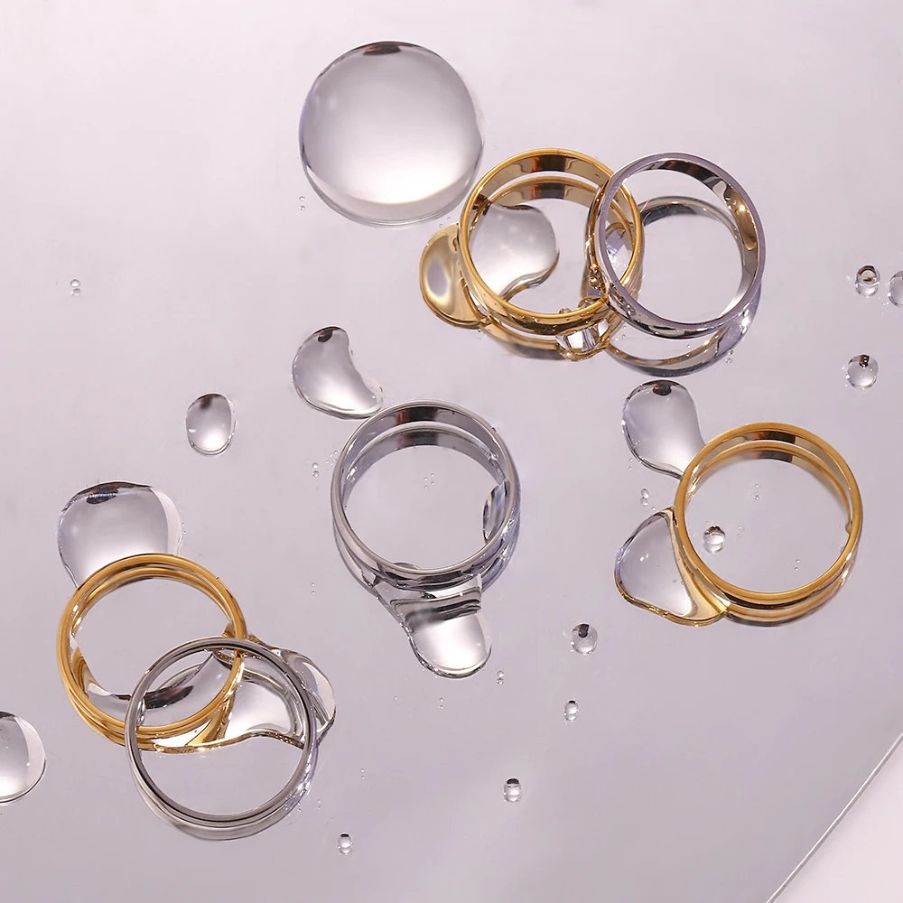 Größe 5–10 wasserdichter Edelstahlring, vergoldet, silberfarben, 2 mm, 4 mm, 6 mm, Grundringe für Männer und Frauen, stapelbare Ringe Image