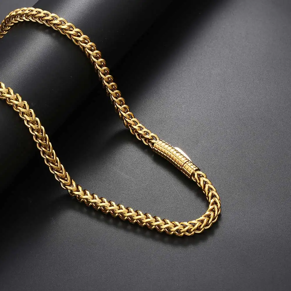 Traditionelle klassische 6 mm Breite 16–26 Zoll Hip-Hop-Schmuck-Edelstahl-Halskette mit positiver und Franco-Kette für Männer