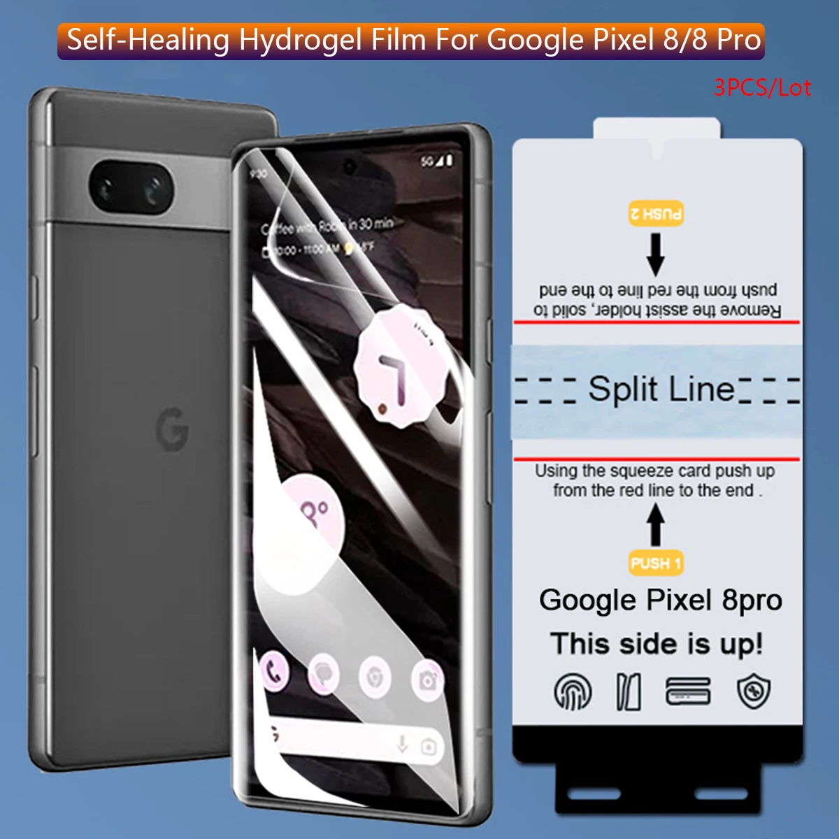 3 Stücke Weiche TPU Matte Displayschutzfolie Für Google Pixel 8 Pro 7A Pixel 7 6 Pro Volle Abdeckung Selbstheilung HD Front Hydrogel Film Image