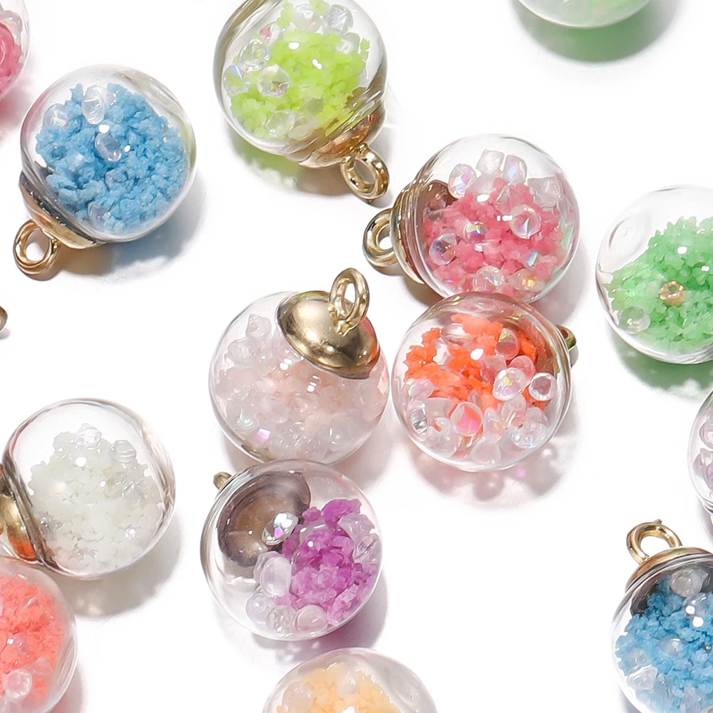 10 Stück Charms leuchtende transparente Glaskugel 16mm Anhänger Handwerk für DIY Ohrringe Halskette Schmuck machen Ergebnisse Zubehör Image
