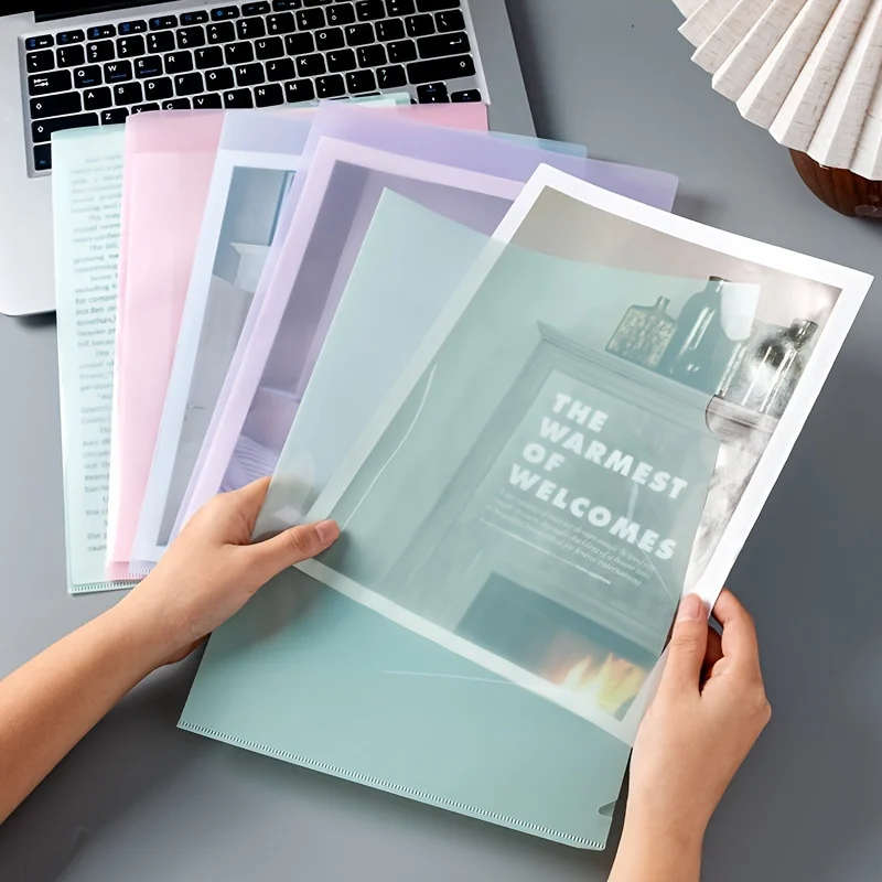 Morandi Color A4-Akten-Set, L-förmig, einseitiger Datenordner, transparent, Rolle, Sortierhülle, Aufbewahrungsordner, Lebenslaufordner Image