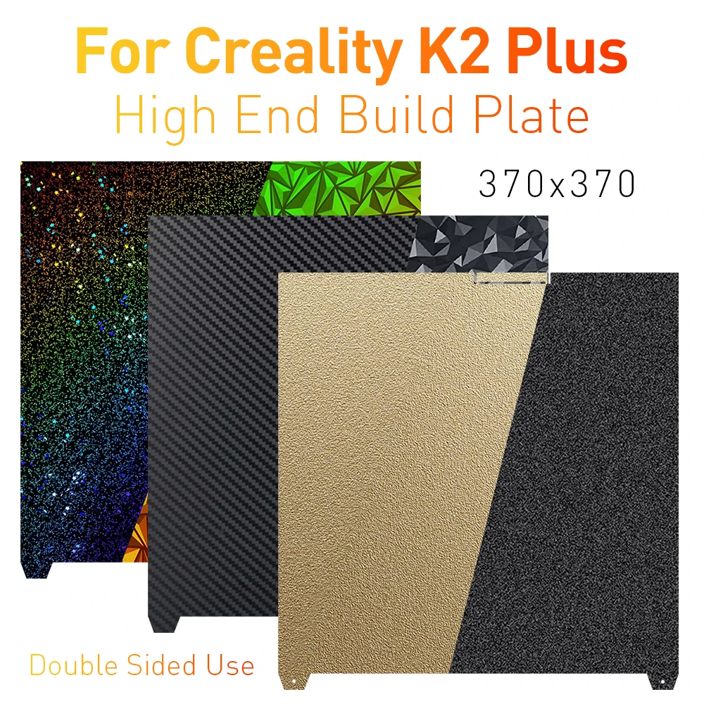 Schwarze PEI-mattierte Bauplatte, 370 x 370 mm, hohe Festigkeit und Verschleißfestigkeit, einfache Modus-Stahlblech für K2 für Creality K2 Plus Image