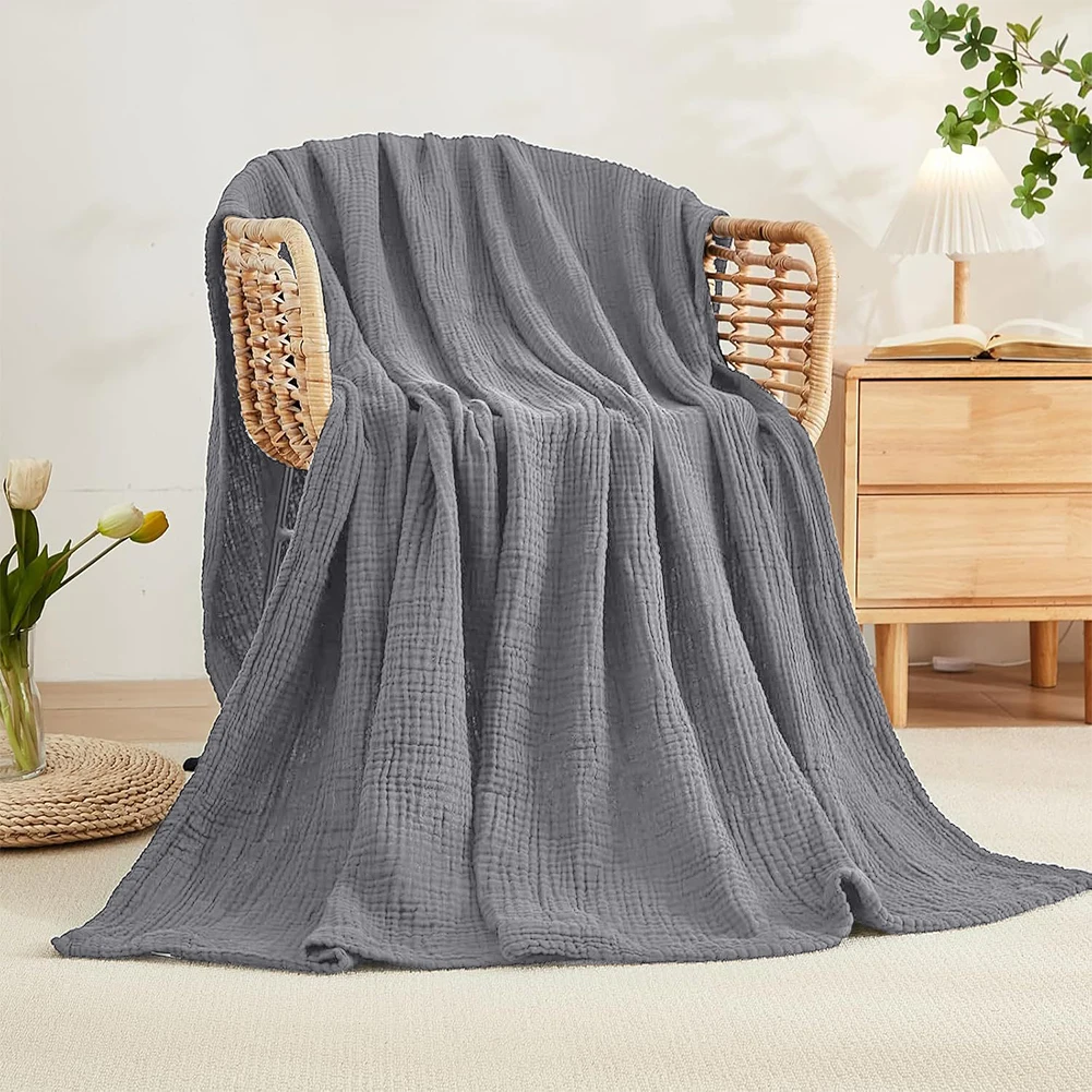 Musselin-Überwurfdecke für Neugeborene, faltbares Badetuch, atmungsaktiv, 100 % Baumwolle, für Kleinkinder, Pucken für Bett, Sofabezug, Reisedecke Image