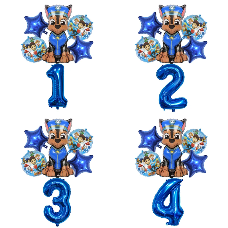 6 Teile/satz Paw Patrol Luftballons kinder Geburtstag Party Chase Marshall Skye Folie Ball 32 Zoll Anzahl Ballon Set Baby Dusche spielzeug Image