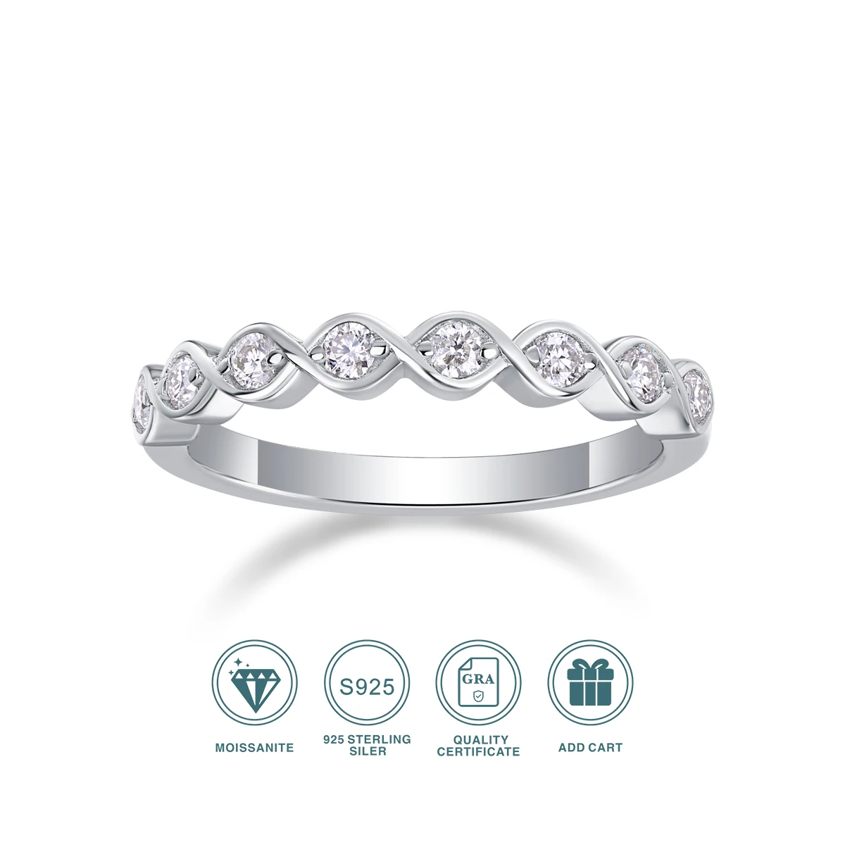 1pc Grad Pferde auge Set Moissan ite Ring, s925 Silber Hochzeit Ewigkeit Ring, für Freundin Jubiläum, Valentinstag GIF Image