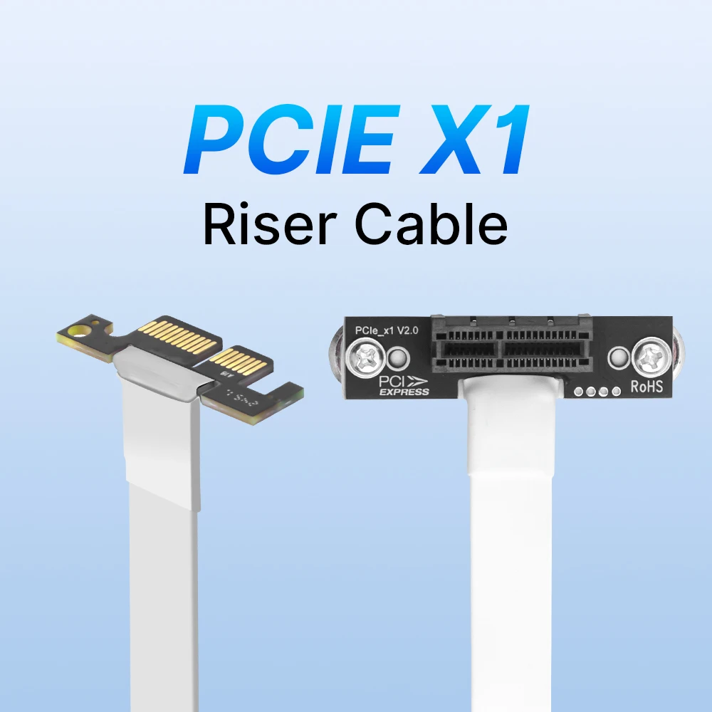 PCIE X1 Riser-Kabel, 90 Grad rechtwinklig, 100 mm, PCI Express X1 auf X1 Extender, Plug & Play für PCIE-WLAN-Karte/PCIE-Adapter Image