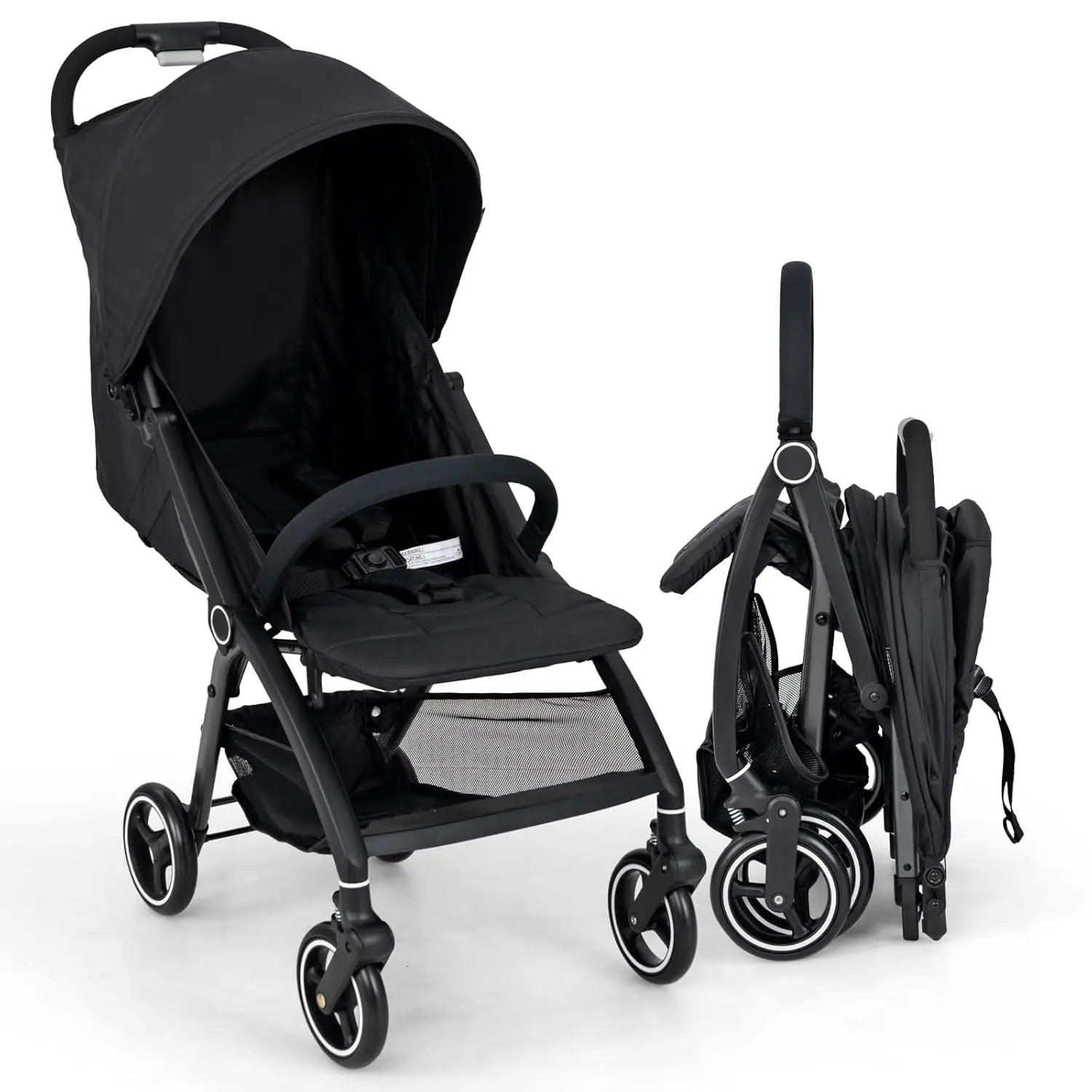 Kinderwagen zusammenklappbar mit einer Hand, leichter Reisebuggy mit verstellbarer Rückenlehne und Kapuze, Babykinderwagen, Kinderbuggy Image