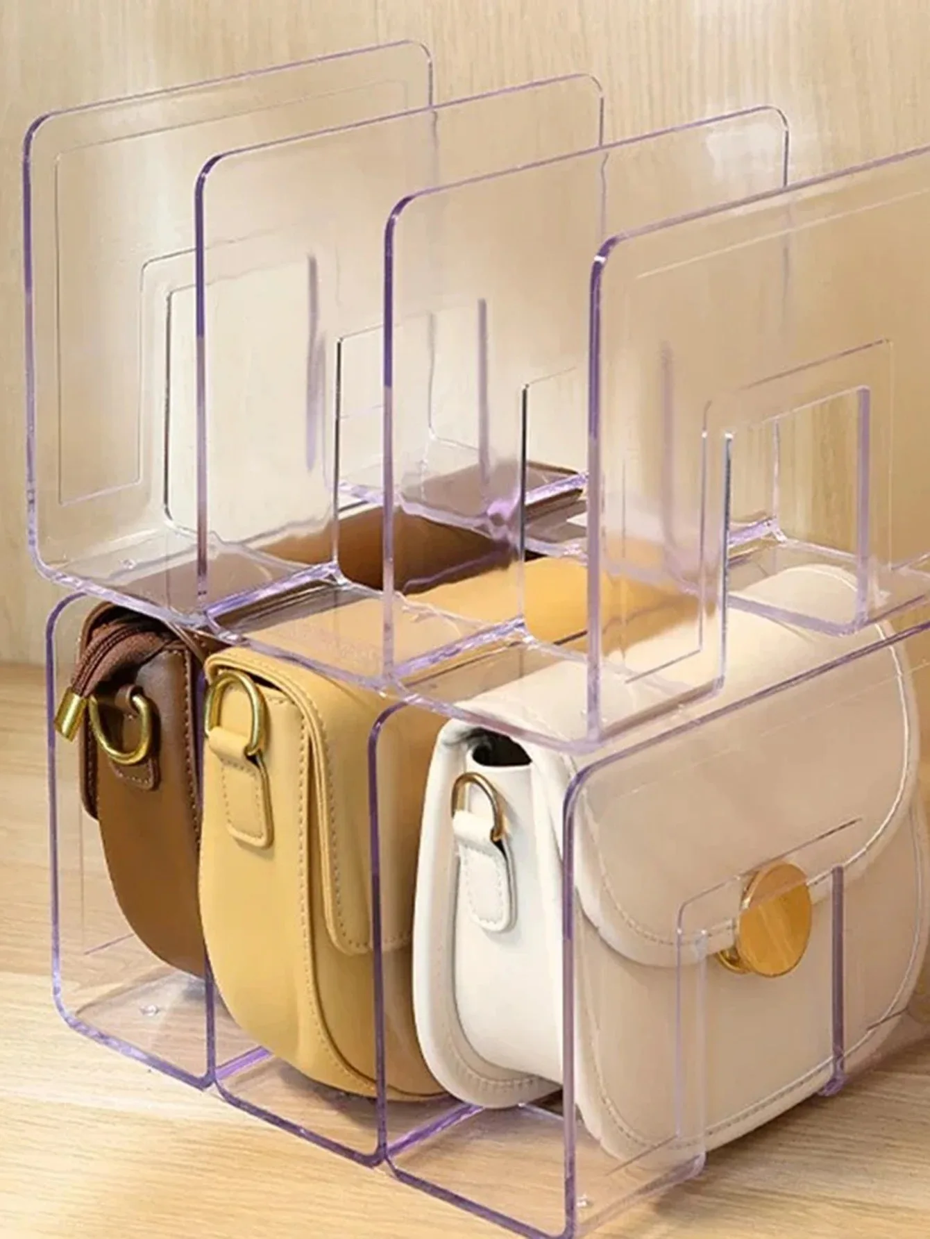 Klar Acryl Handtasche Lagerung Rack Frauen Handtasche Teiler Schrank Teiler Luxus Partition Organizer Display Lagerung Hodlers Image