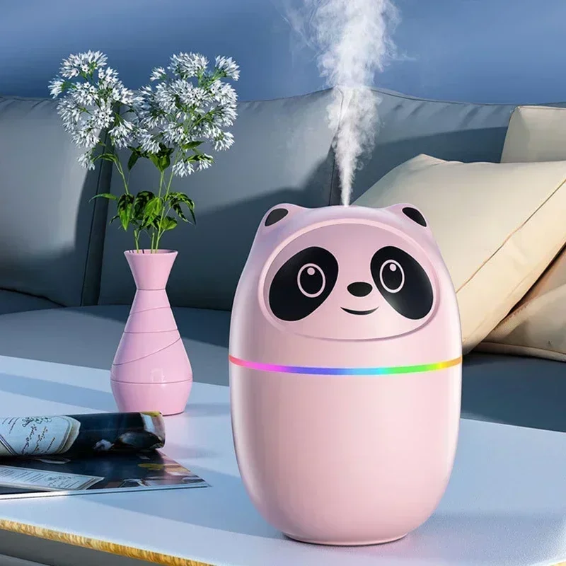 Entzückender und niedlicher Panda USB-aufladbarer Luftbefeuchter mit schönem Nachtlicht – Diffusor für ätherische Öle für die Aromatherapie, schön Image