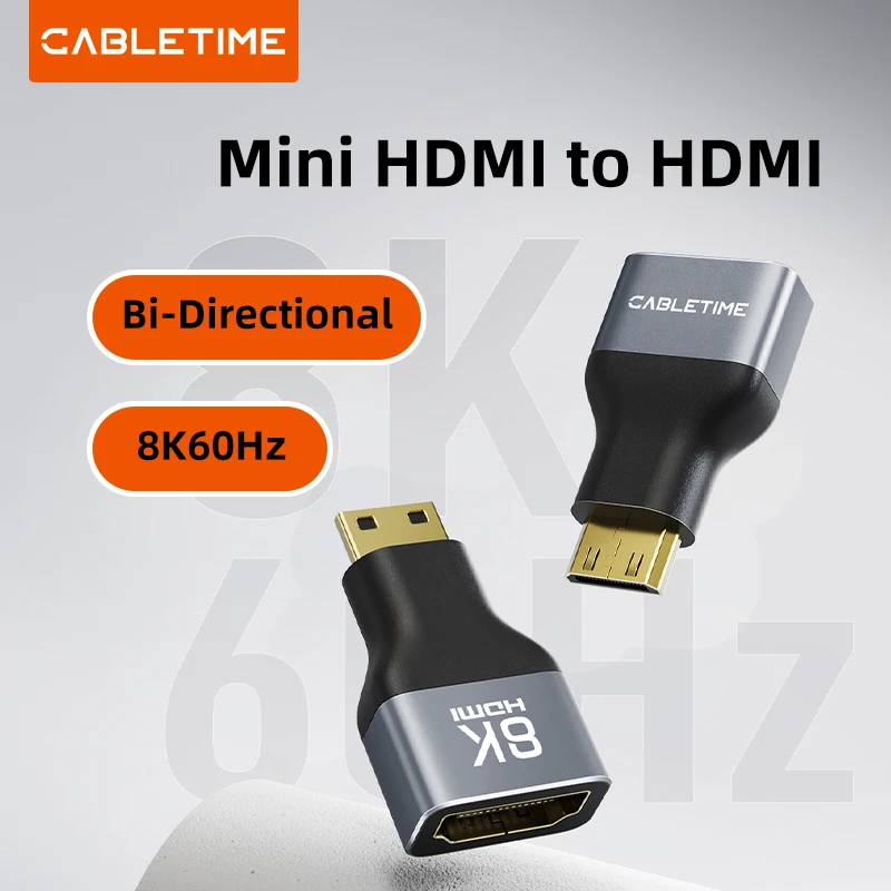CABLETIME 8K MINI HDMI Adapter Mini Micro HDMI zu HDMI Adapter 4K 120Hz/144Hz Stecker auf Buchse Konverter für PS4/5 HDTV Laptop Image
