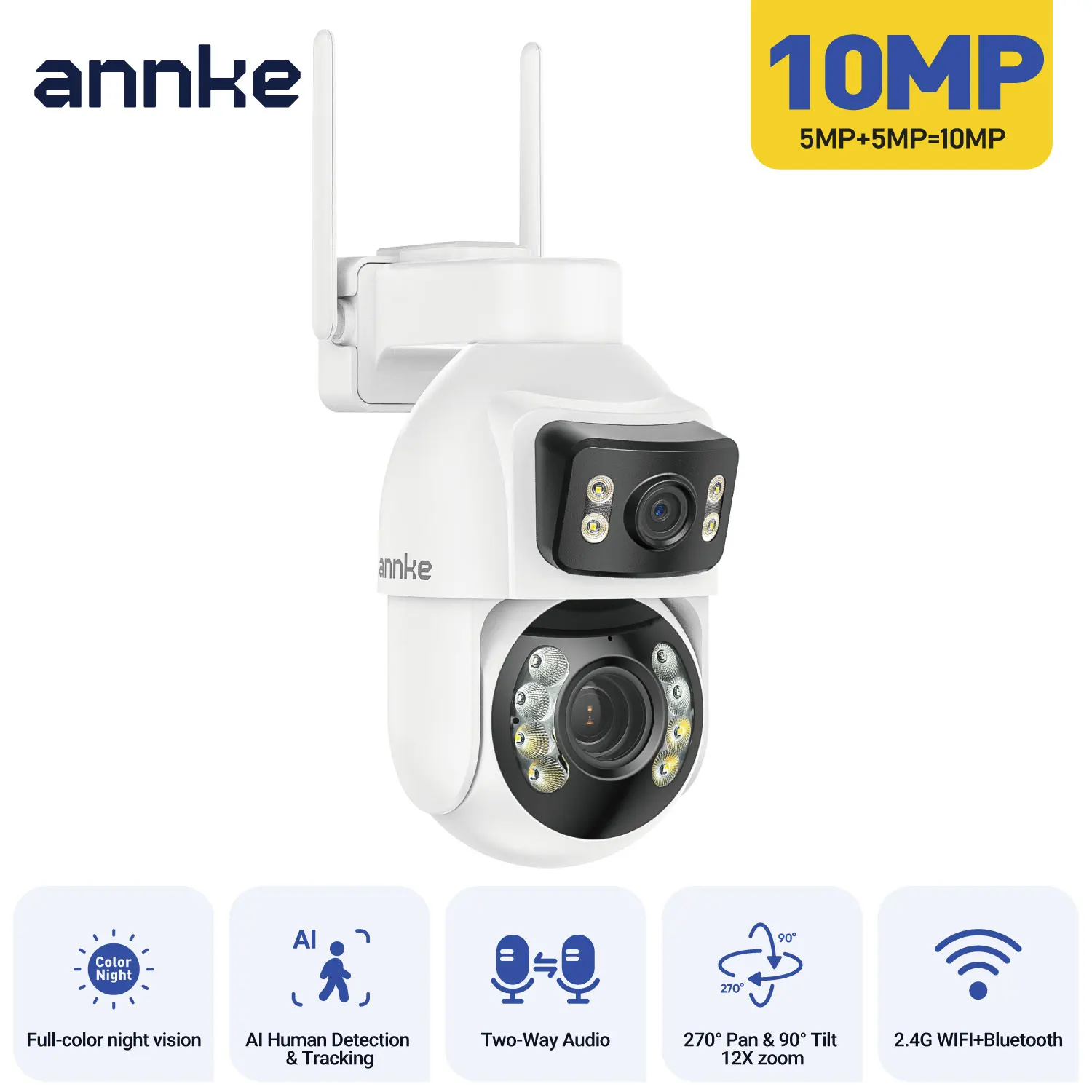 ANNKE 10MP Wifi Kamera PTZ Outdoor AI Menschliche Erkennung Dual Screen 5MP CCTV Sicherheit IP Kameras Audio E-Mail Alarm Image