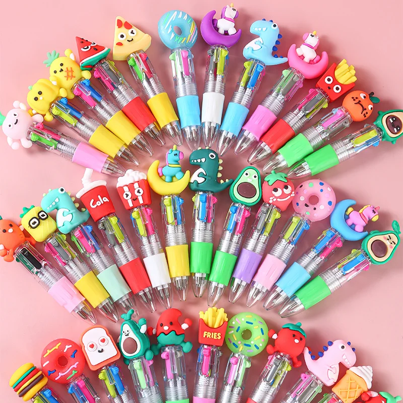 5/10/15 stücke Mini Cartoon Kugelschreiber Vier-farbe Stift für Kinder Geschenk Belohnung Geburtstag Party Gefälligkeiten Valentinstag goodies Taschen Stuffer Image