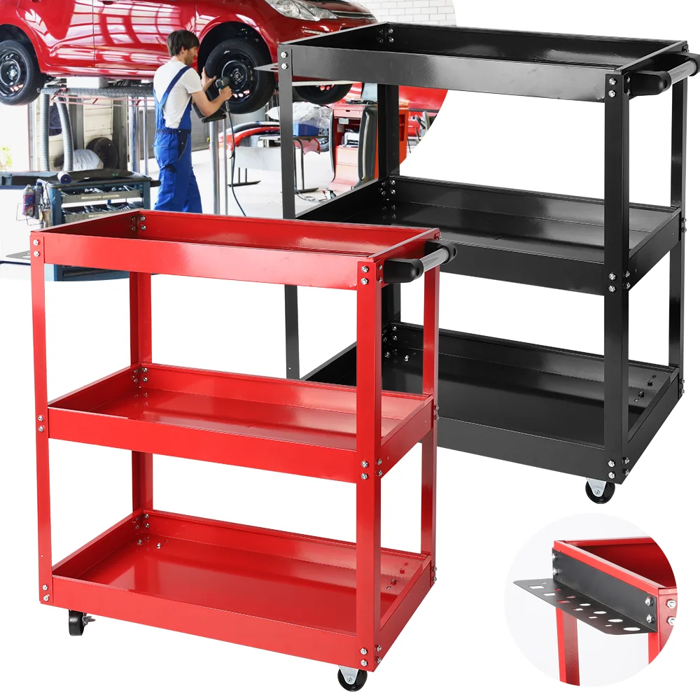 Chariot à outils à 3 niveaux avec roues pivotantes, chariot à outils professionnel pour atelier, chariot à outils mobile pour réparation automobile, étagère à outils