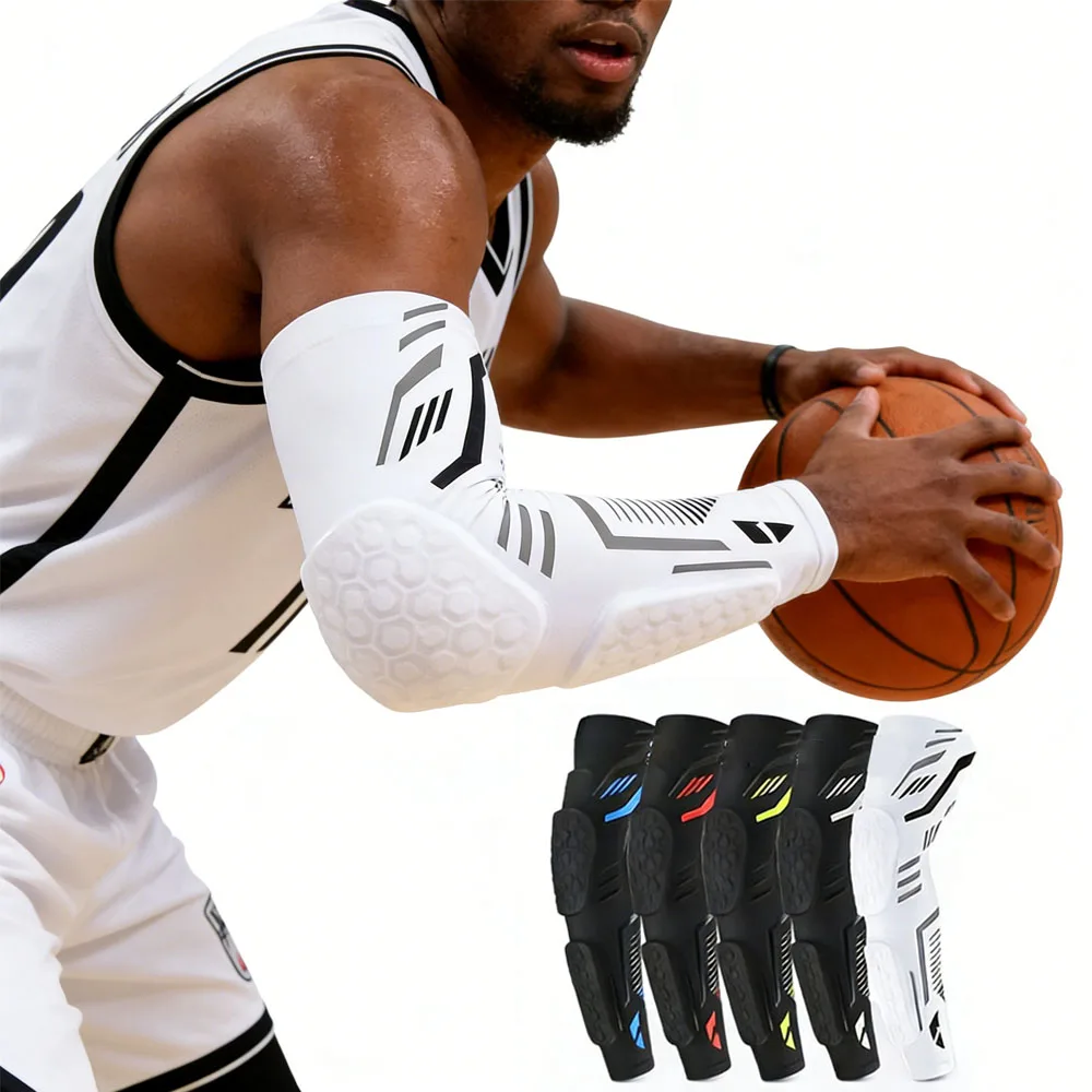 1 pièce Manchon de bras de sport rembourré, protège-coudes de compression de protection pour le basketball, le football, le volleyball, le soccer, la gym et le sport