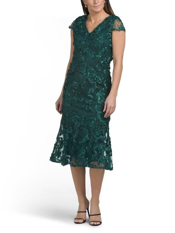 3D Embroidered Dress For Polyester - Green - Tj Maxx Dresses