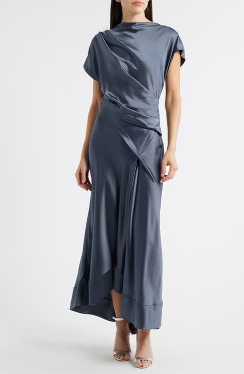 Glatton Satin Maxi Dress - Blue - Acler Dresses