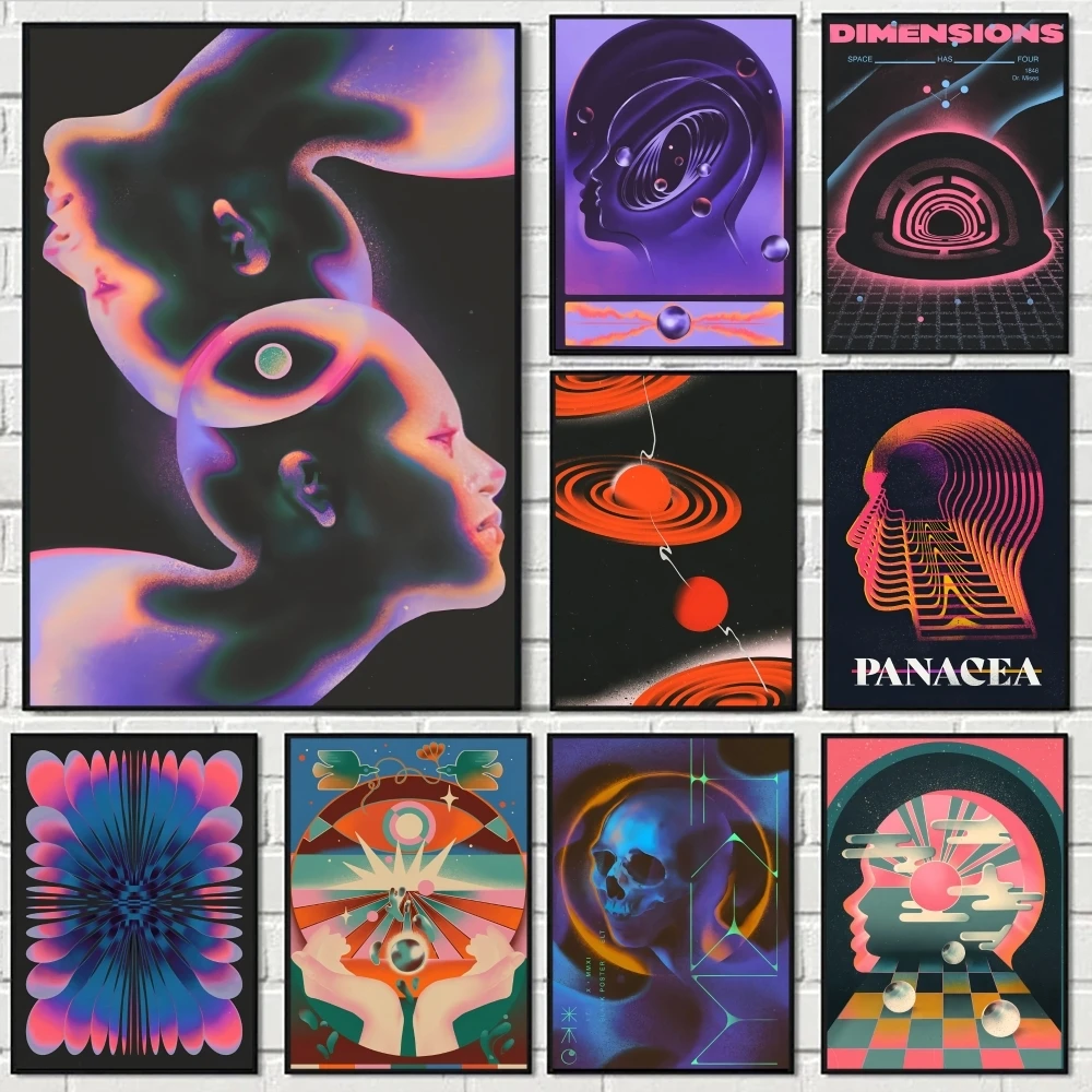 Affiche de personnage coloré foncé, autocollant d