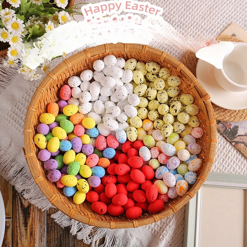 50PC Colorful Bird Pigeon Eggs 2x2.5cm Foam Eggs Vase Filling Set for Easter Party Outdoor Garden Decoration DIY Wreath Decor