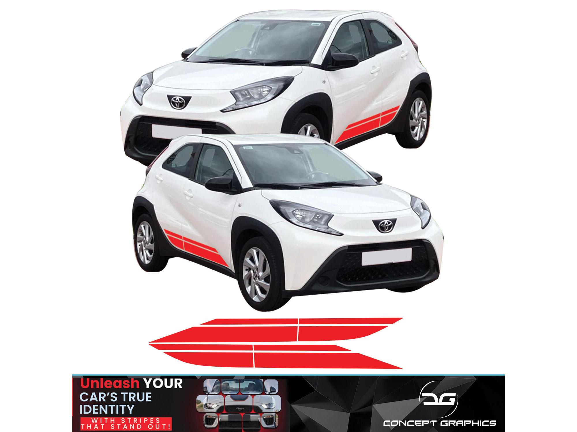 Kit di adesivi per strisce laterali con rilascio dell'aria, vestibilità esatta, in vinile, adatti per Toyota Aygo X 22+