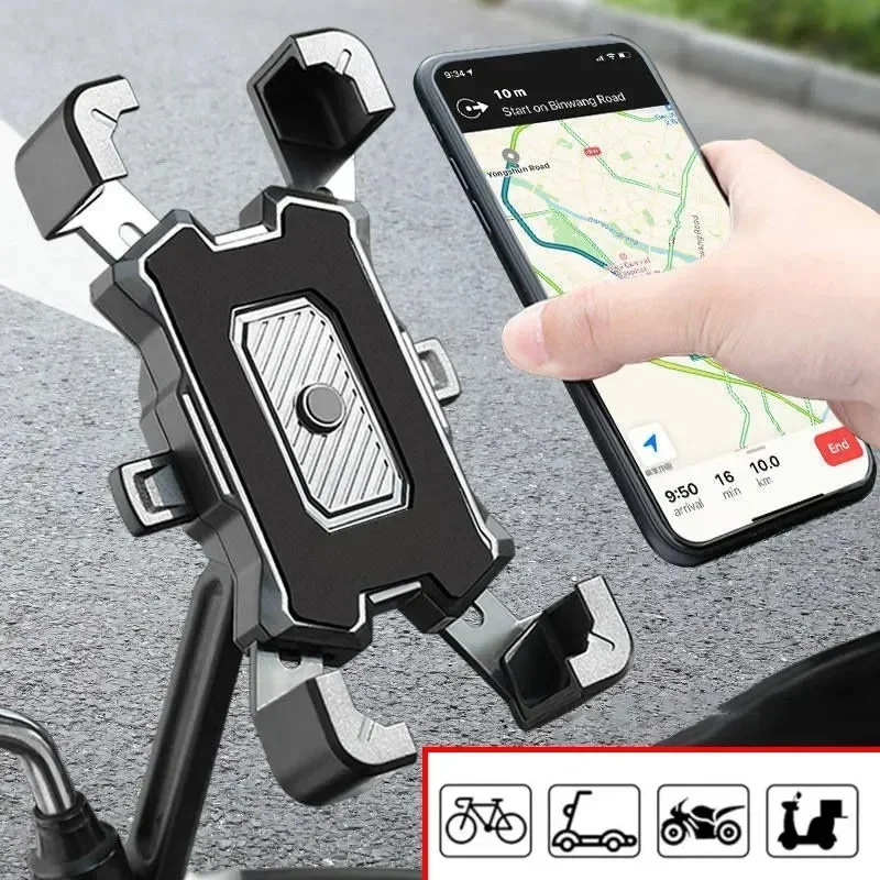 360 ° Drehbarer Elektrischer Fahrrad-Handyhalter für iPhone Xiaomi, MTB-Bike-Moto-Motorrad-Ständer, Rutschfester GPS-Halter für Radfahrer Image