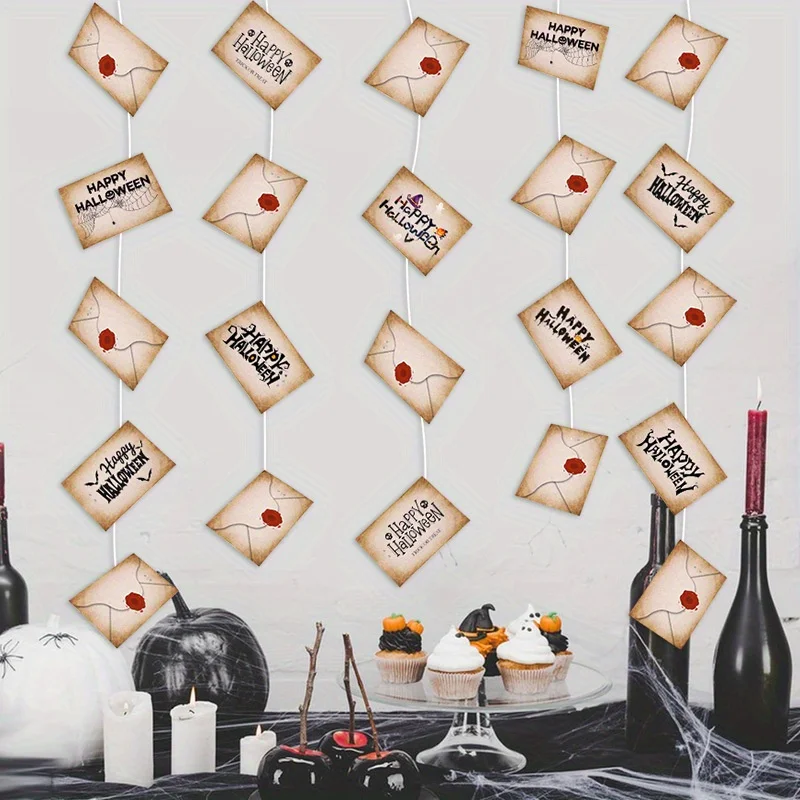 2er-Pack dekorative Umschläge mit Vintage-Halloween-Zauberer-Thema – 20 hängende Ornamente aus versiegeltem Papier für Halloween-Weihnachtsfeiern Image