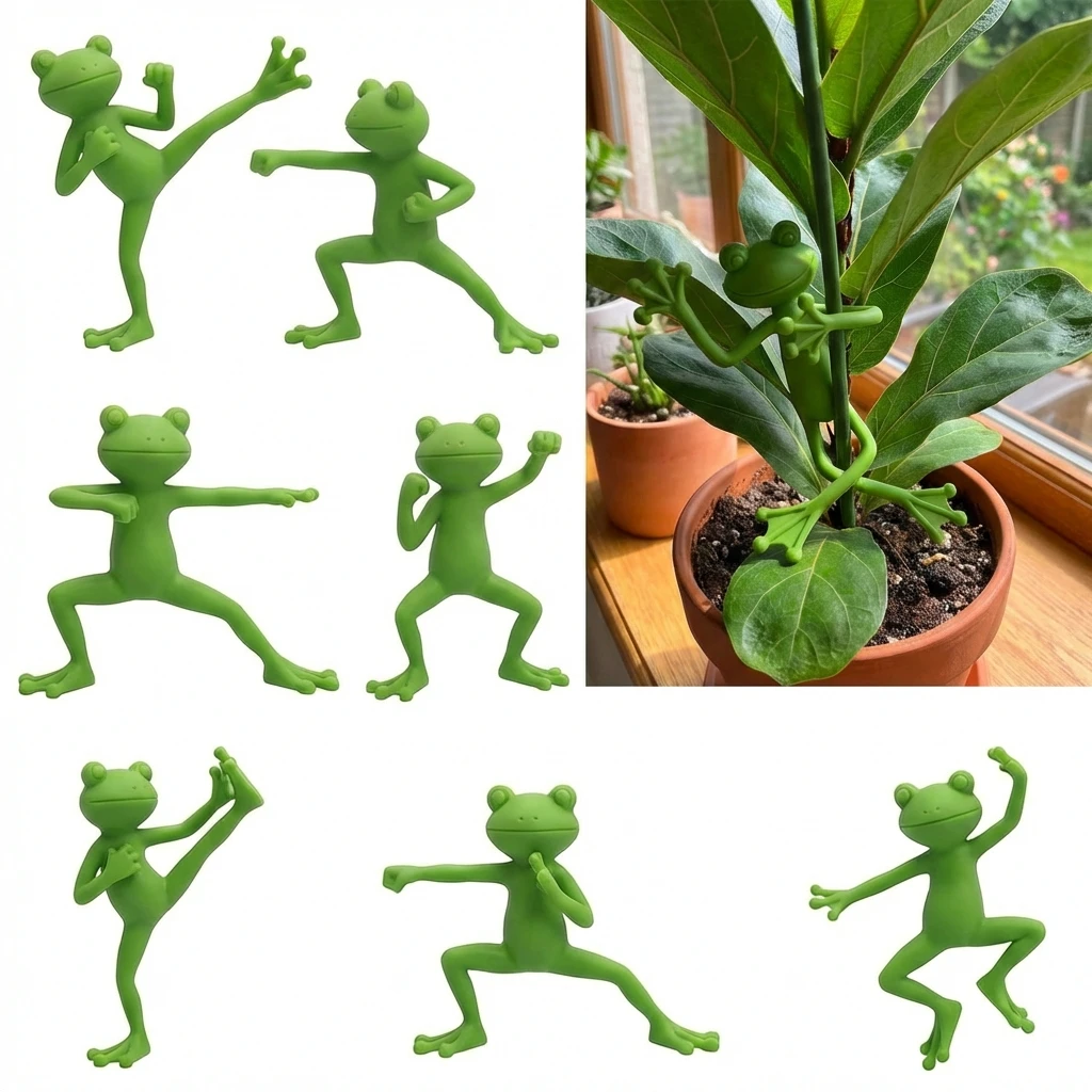 5/10 Stück Gongfu-Frosch-Pflanzenständer, Blumentopfhalter, Garten-Dekorationszubehör für kleine Kletterpflanzen Image