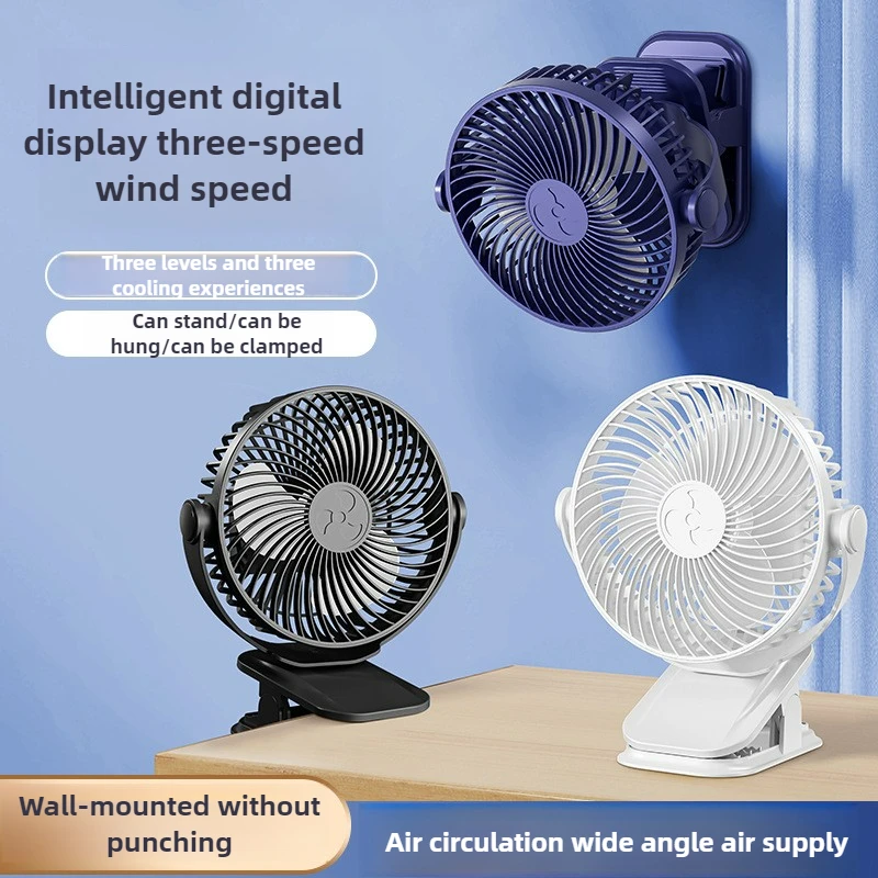 6-Zoll USB wiederaufladbarer tragbarer Clip-Ventilator, kleiner Desktop-Ventilator, multifunktionaler elektrischer Ventilator zum Aufhängen an der Wand im Schlafsaal Image