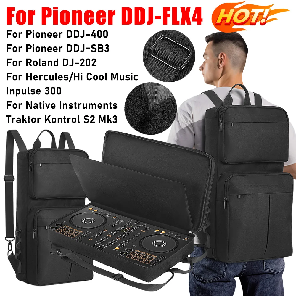 DJ-Rucksack für Pioneer DDJ-400 DDJ-FLX4/Roland DJ-202 DJ-Mixer-Tasche, tragbare Aufbewahrungstasche, kratzfest, verstellbarer Schultergurt Image
