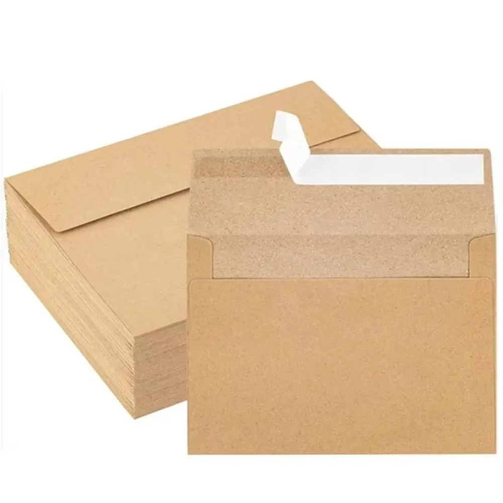 20 Stück leere Kraft-Umschläge, multifunktional, selbstklebendes Kraftpapier, Postkarte, Versiegelung, Pe-Grußkarte Image