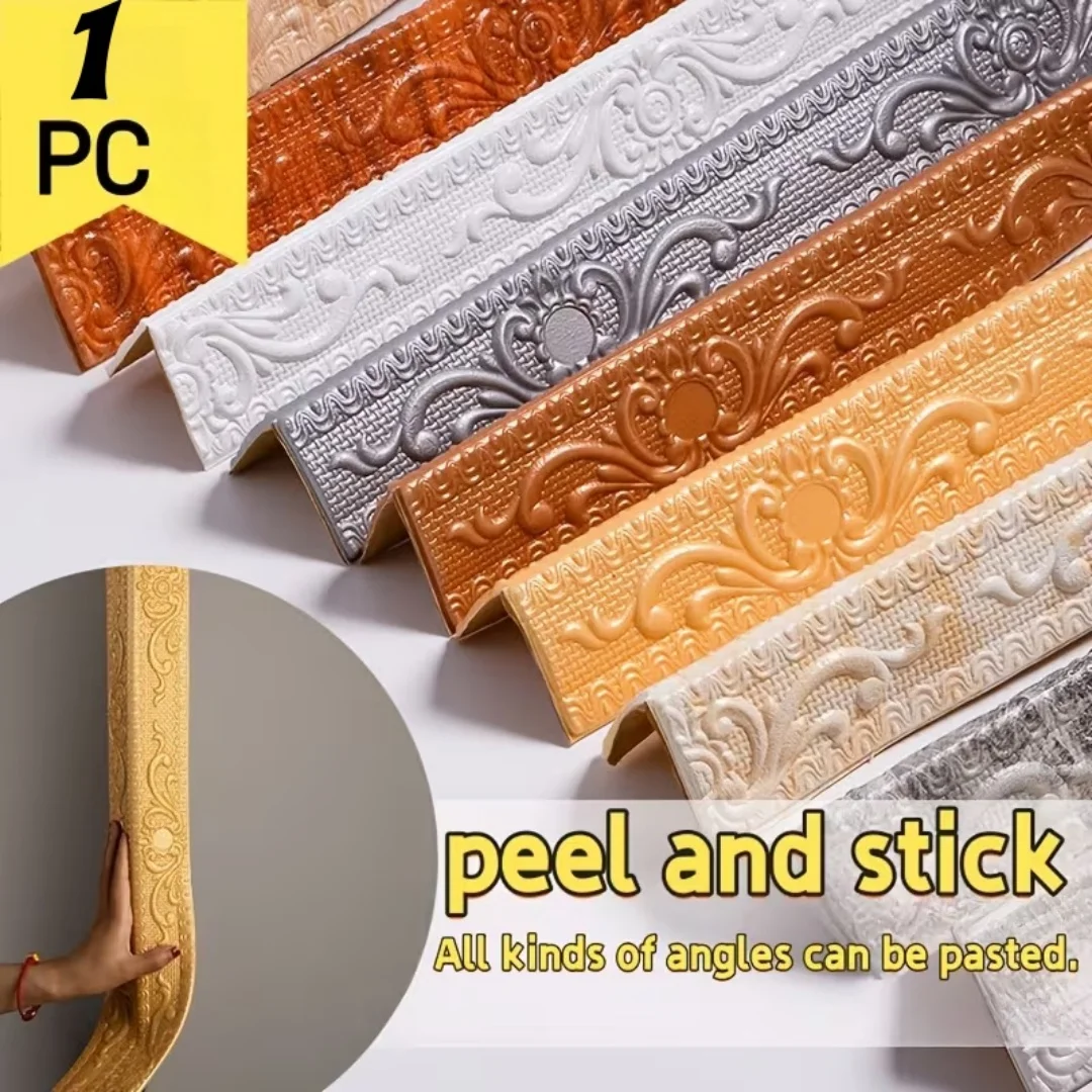 1 Stück 2,3 m x 12 cm selbstklebender Wandaufkleber, dekorativer PVC-Wandaufkleber, Deckenecklinie, geeignet für die Heimdekoration Image