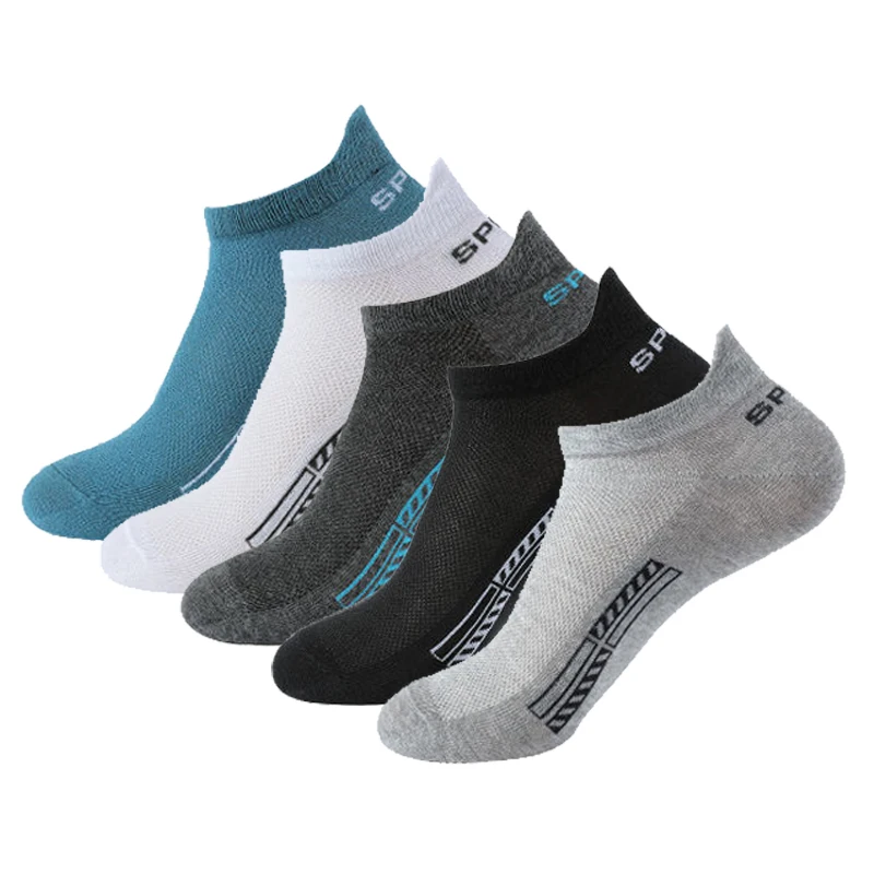 5 Paar kurze Baumwollsocken für Männer, hochwertige Damen-Low-Cut-Crew-Knöchel-Sport-Mesh, atmungsaktiv, Sommer, lässig, weiche Herrensocken Image