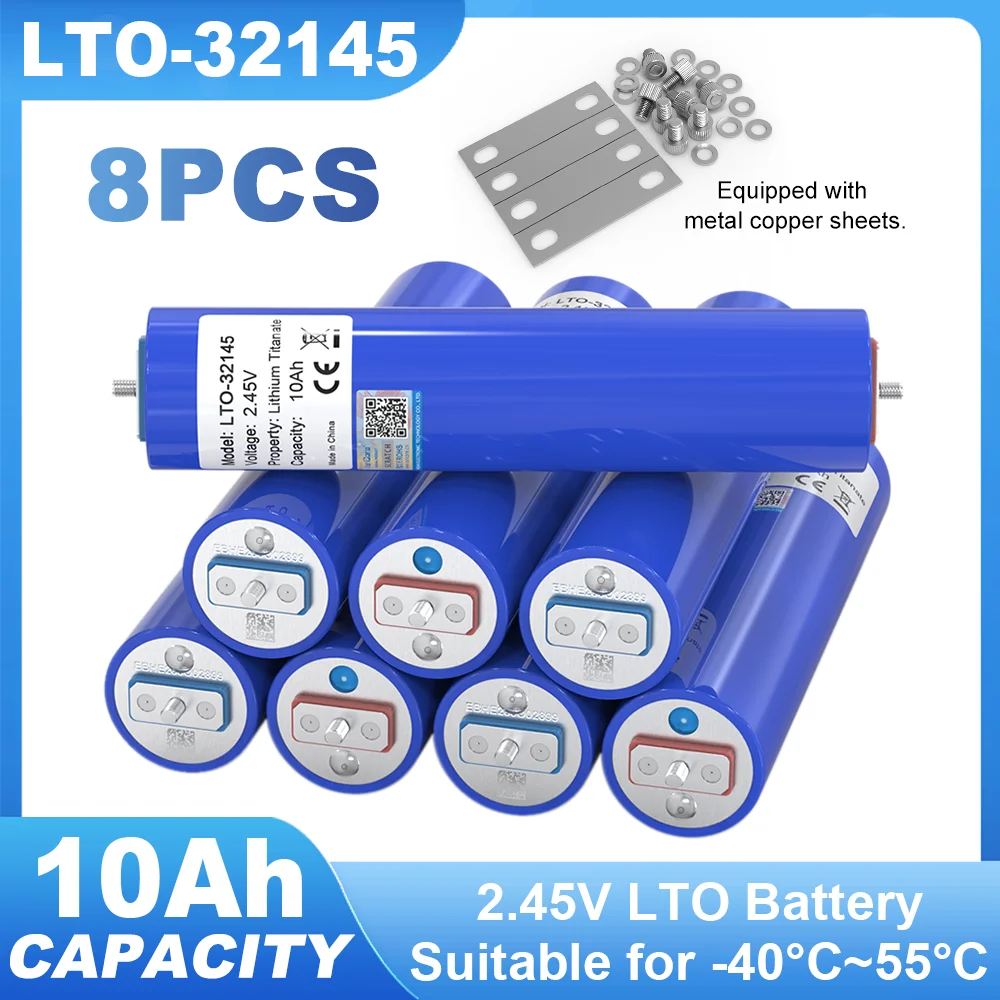 8 Stück Klasse A 2,45 V 10 Ah LTO32145 Lithium-Titanat-Batterie 3C Entladung niedrige temperaturbeständige Batterien DIY 12 V Solarenergie Image