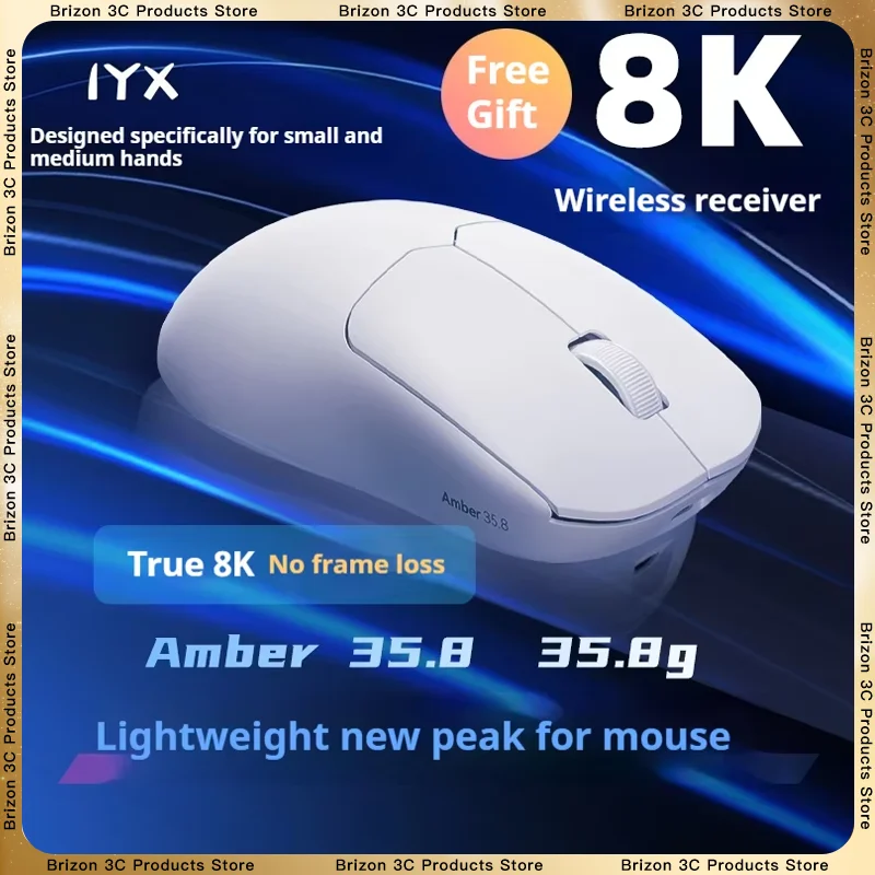 IYX Am35.8 8K Dual-Mode Wireless Mouse Controller Esports Nicht porös Leicht PAW3395 Spiel Büro PC Laptop Maus Geschenk Image