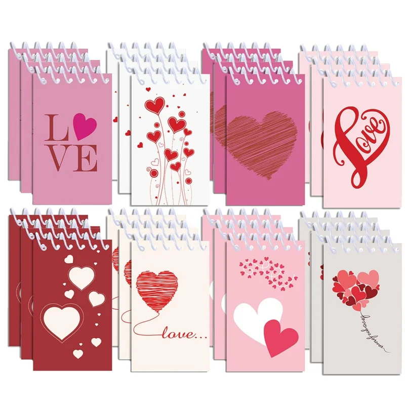 8er-Pack Herz-Notizblöcke zum Valentinstag, Mini-Notizbuch, Spiral-Notizblock, Geschenk zum Valentinstag, Geschenk für Partygeschenke zum Valentinstag Image