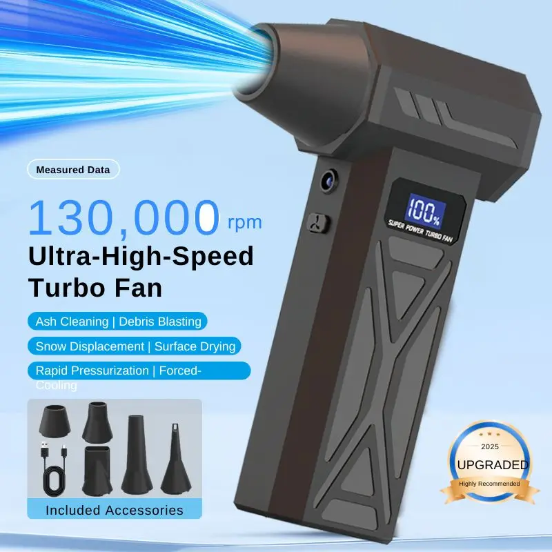 130.000 U/min Turbo-Lüfter, 5 Düsen & USB-C, Auto/Elektronik/BBQ Multifunktions-Luftgebläse, Tragbarer Luftstaubsauger, Ideales Weihnachtsgeschenk Image