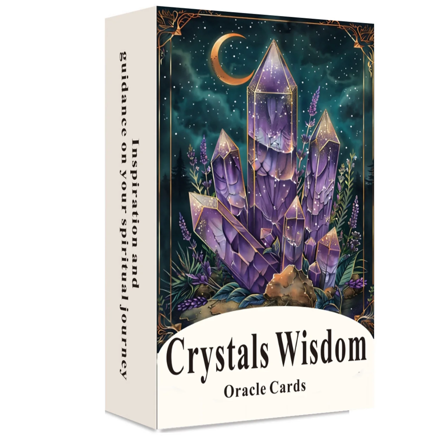 Kristalle Weisheit Orakelkarten, Kristall-Tarot-Deck, 44 schöne Karten, 8,6 x 12 cm/3,39 x 4,72 Zoll, spirituelle Insight-Begleitung Image