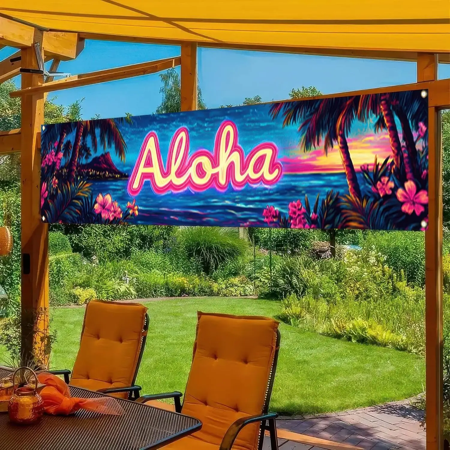 VIKAMA Hawaii Aloha Banner Sommer Tropisches Thema Party Dekoration Innen- und Außenhaus Bar Banner Party Hintergrund Image