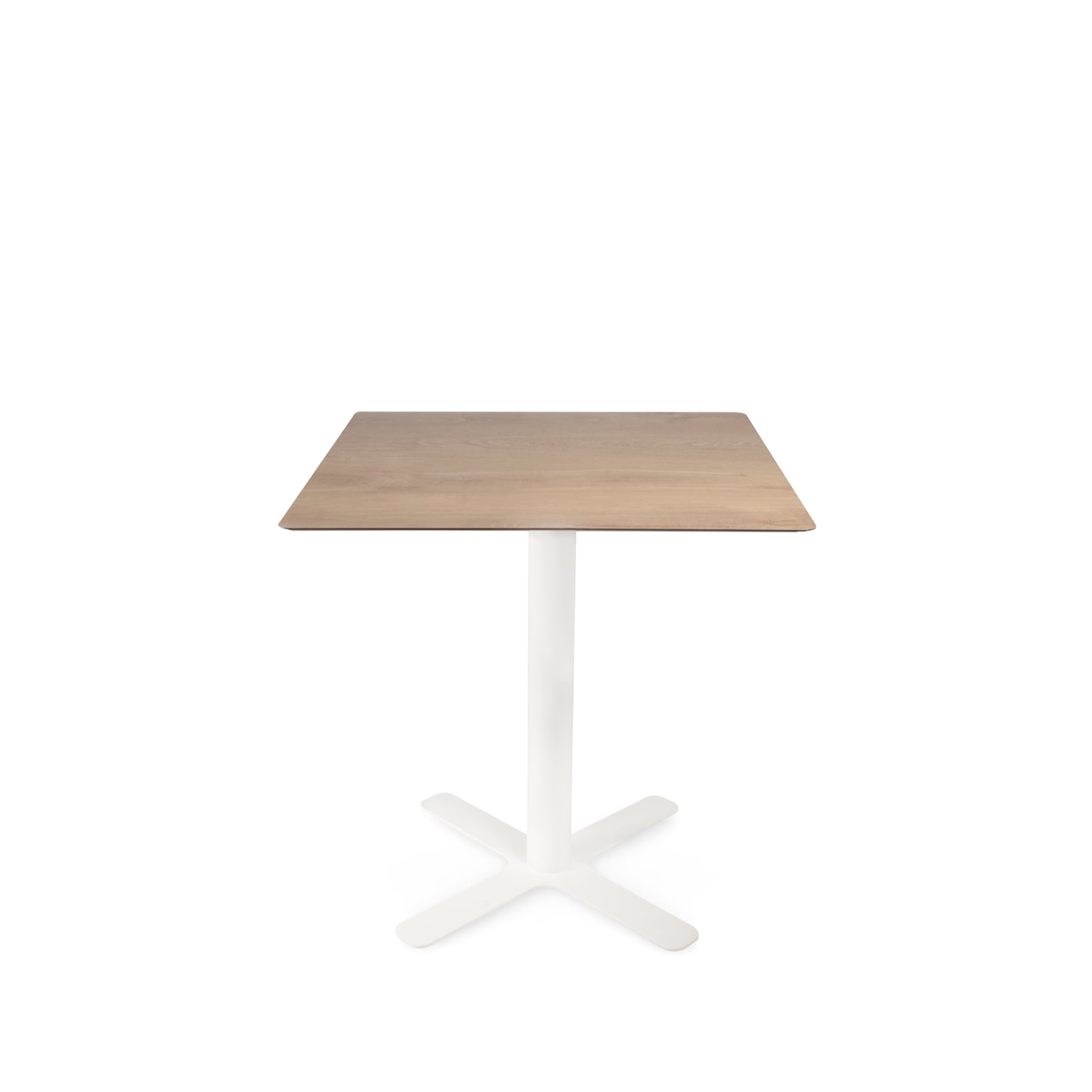 garbar GOYA HPL Quadratischer Tisch Indoor 70x70 Weißer Fuß - Natürliche Eiche Tischplatte Image