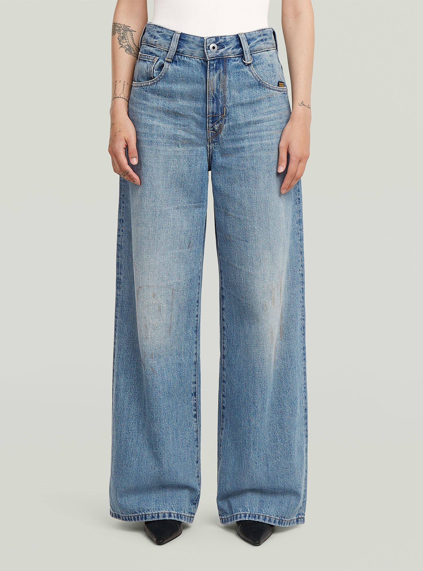 5-Pocket-Jeans G-STAR "Skater High Loose Jeans", Damen, Gr. 33, Länge 32, vintage patina blau restorot, Obermaterial: 100% Baumwolle, Jeans 5-Pocket-Jeans