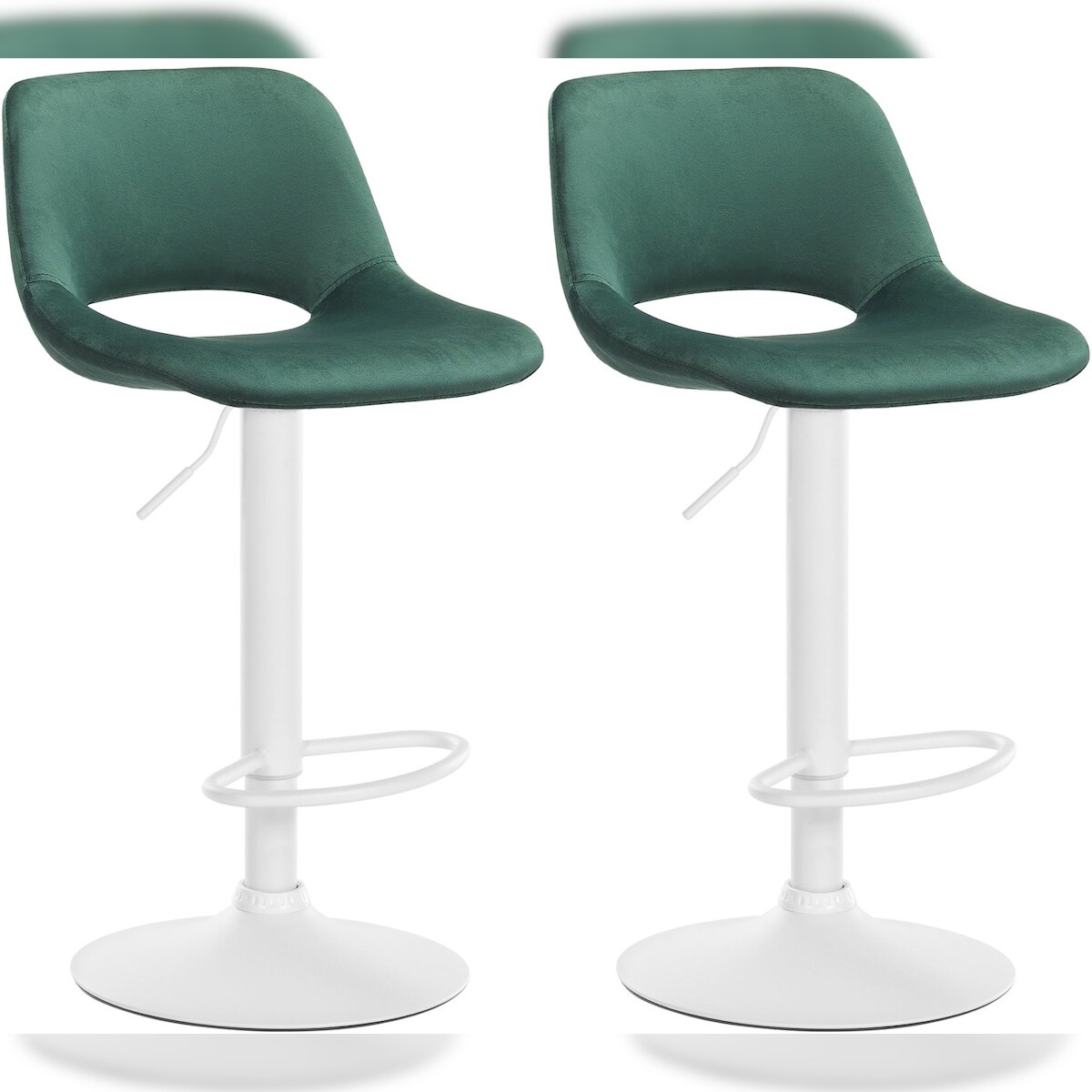 Proregal CHEFGASTRO 2er Set Barhocker ACAPULCO Samt Weiß HxBxT 86x42x46cm Samt Grün Barstuhl Image