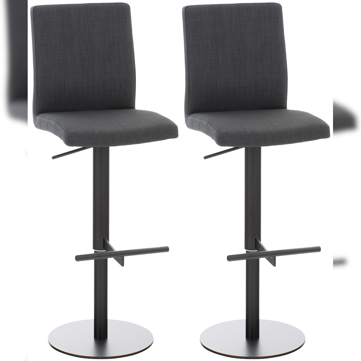 Proregal CHEFGASTRO 2er Set Barhocker CANNES Stoff Schwarz HxBxT 93x40x49cm Stoff Dunkelgrau Barstuhl Image