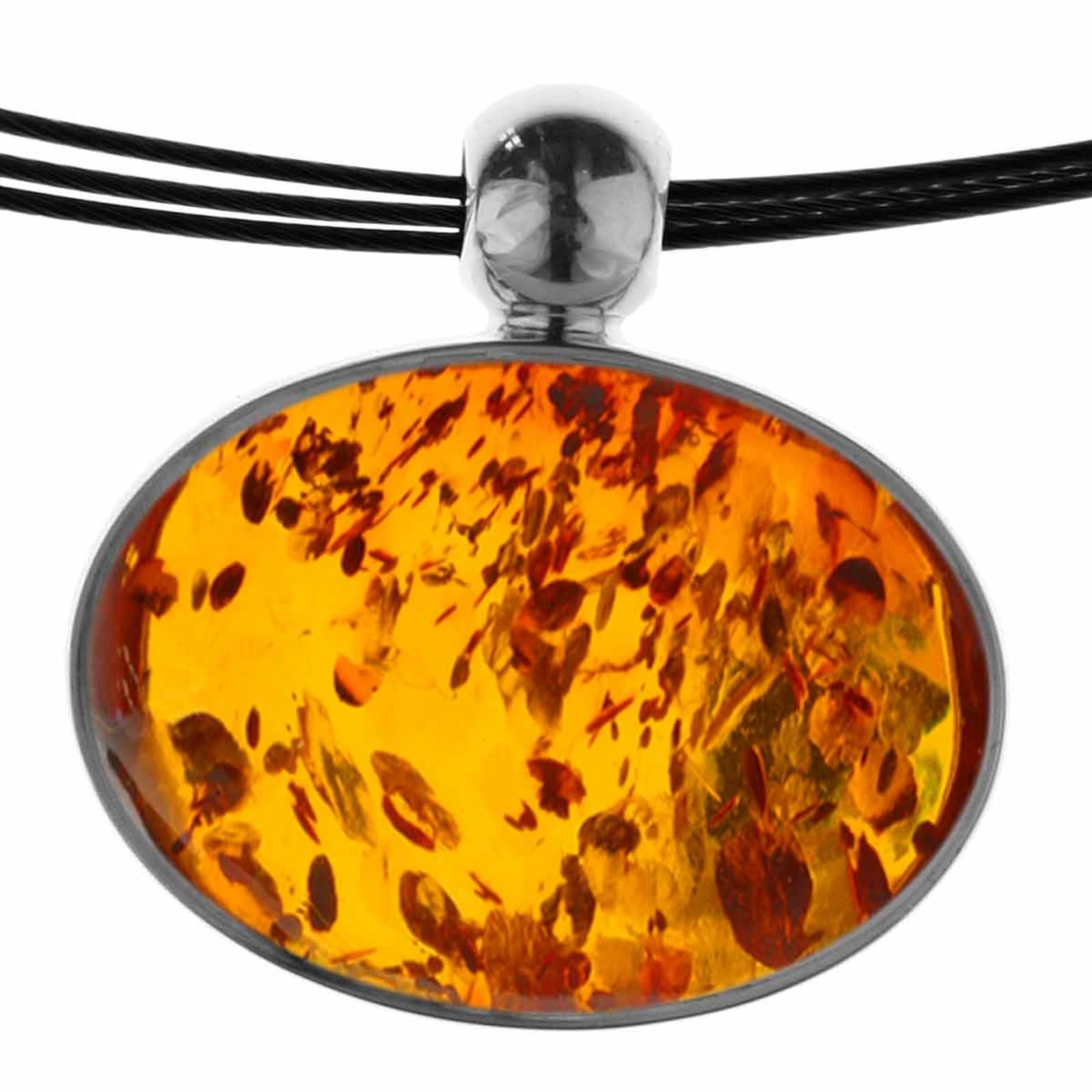 Collier OSTSEE-SCHMUCK "- Classic 18 x 13 mm - Silber 925/000 - Bernstein" Gr. 45, silber (silber 925, silberfarben, weiß), Schmuck_Sets, Damen, 45, Silber 925 (Sterlingsilber), Collier