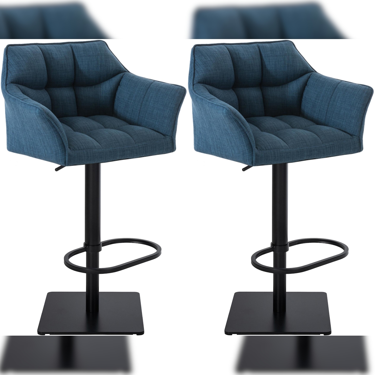 Proregal CHEFGASTRO 2er Set Barhocker PHILADELPHIA Stoff Schwarz HxBxT 88x64x45cm Stoff Blau Barstuhl Image