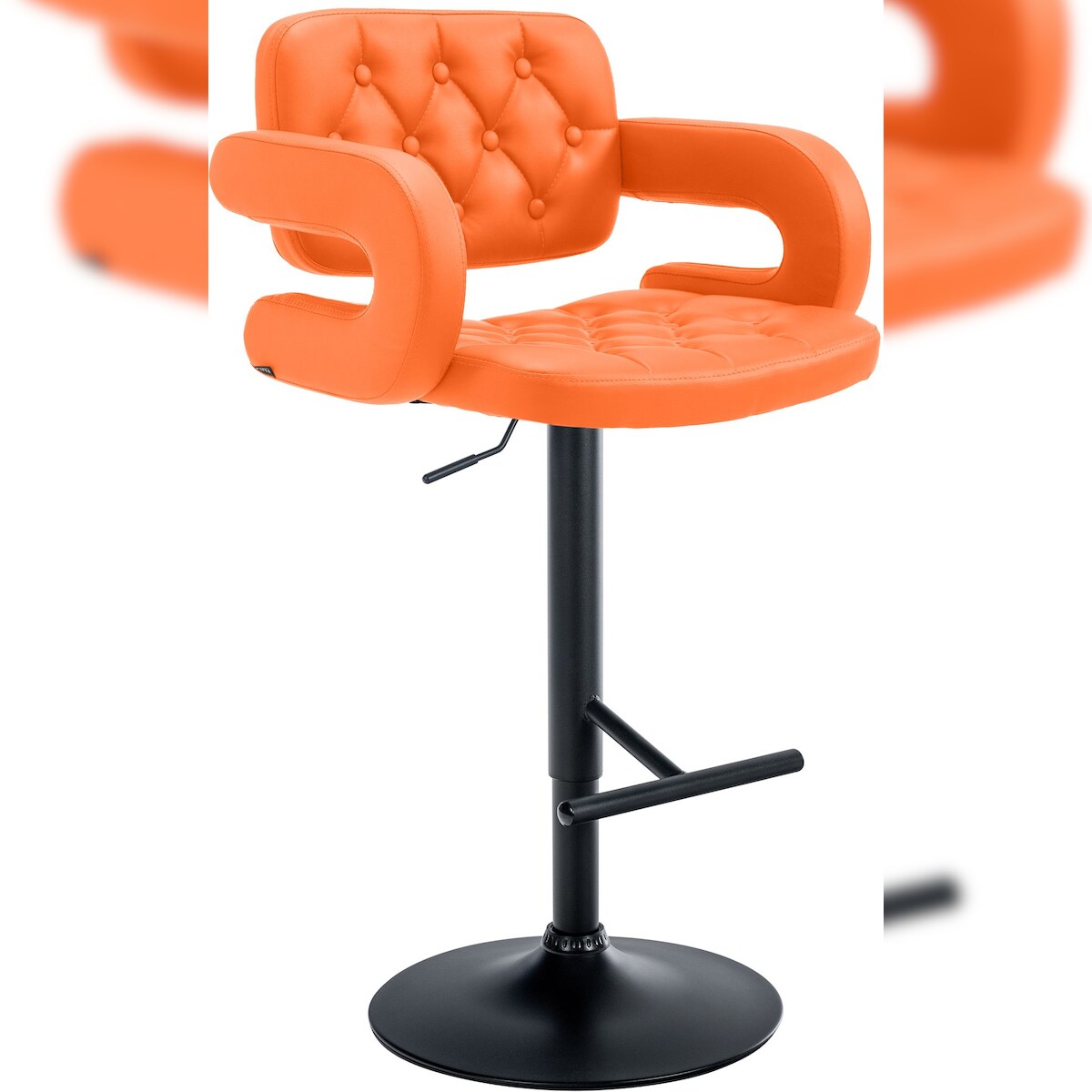 Proregal CHEFGASTRO Barhocker CAPE TOWN Schwarz HxBxT 103x62x55cm Kunstleder Orange Barstuhl Image