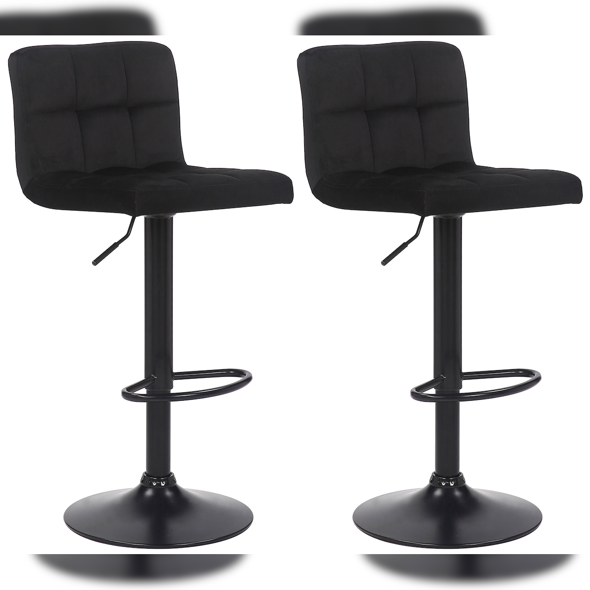 Proregal CHEFGASTRO 2er Set Barhocker LA PAZ Samt HxBxT 85x40x40cm Samt Schwarz Barstuhl Image