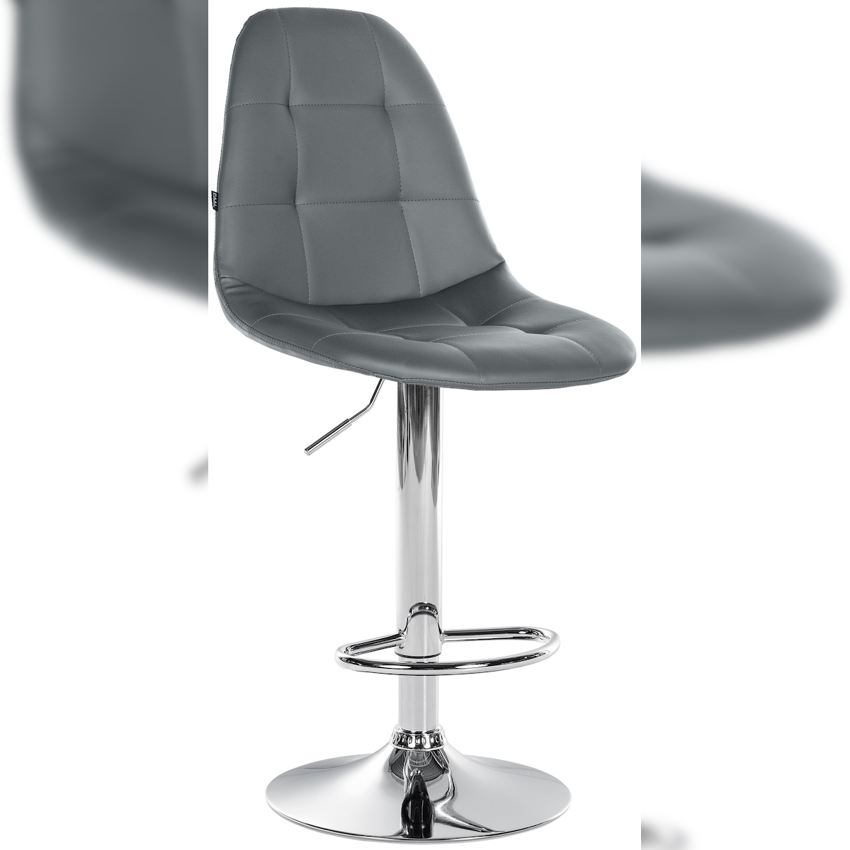 Proregal CHEFGASTRO Barhocker MONTE CARLO Kunstleder Chrom HxBxT 58x47x56cm Metall Grau Barstuhl Image